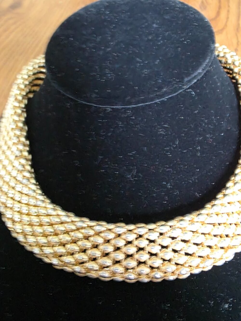 Gold Tone Mesh Necklace Bracelet Set Magnetic Clasp Statement Jewelry